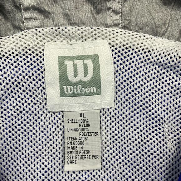 Vintage Wilson Jacket Mens Extra Large Bue Windbreaker Full Zip Hooded - Picture 5 of 10